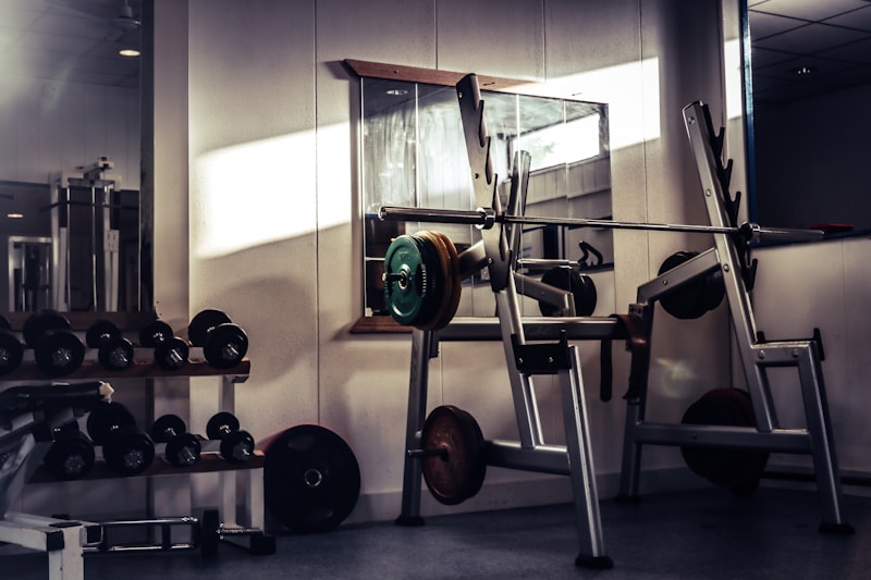 Gym equipment arranged neatly
